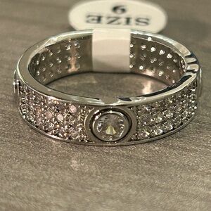 NWOT-Sparkling Gold-Filled CZ Statement Band | Luxe Pavé Style | Size 9 |